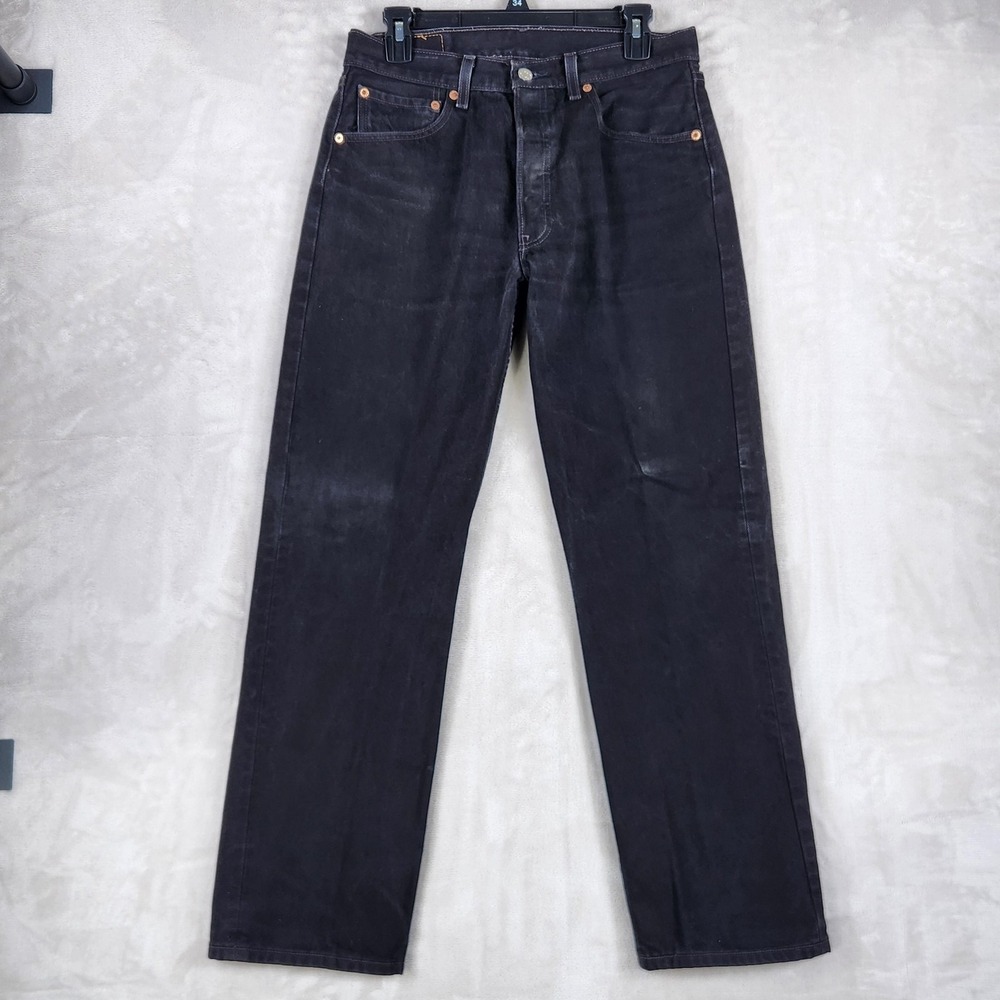 Vintage Levis 501 Jeans Mens 32x30 Charcoal Black Straight Pants Button Fly